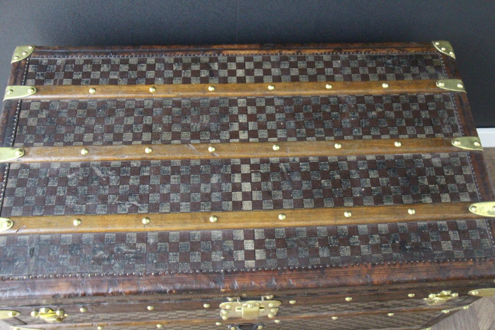 Louis Vuitton Courrier-Truhe aus Damier Canvas in Damier 90 cm, Vuitton Dampfer-Truhe im Angebot 6
