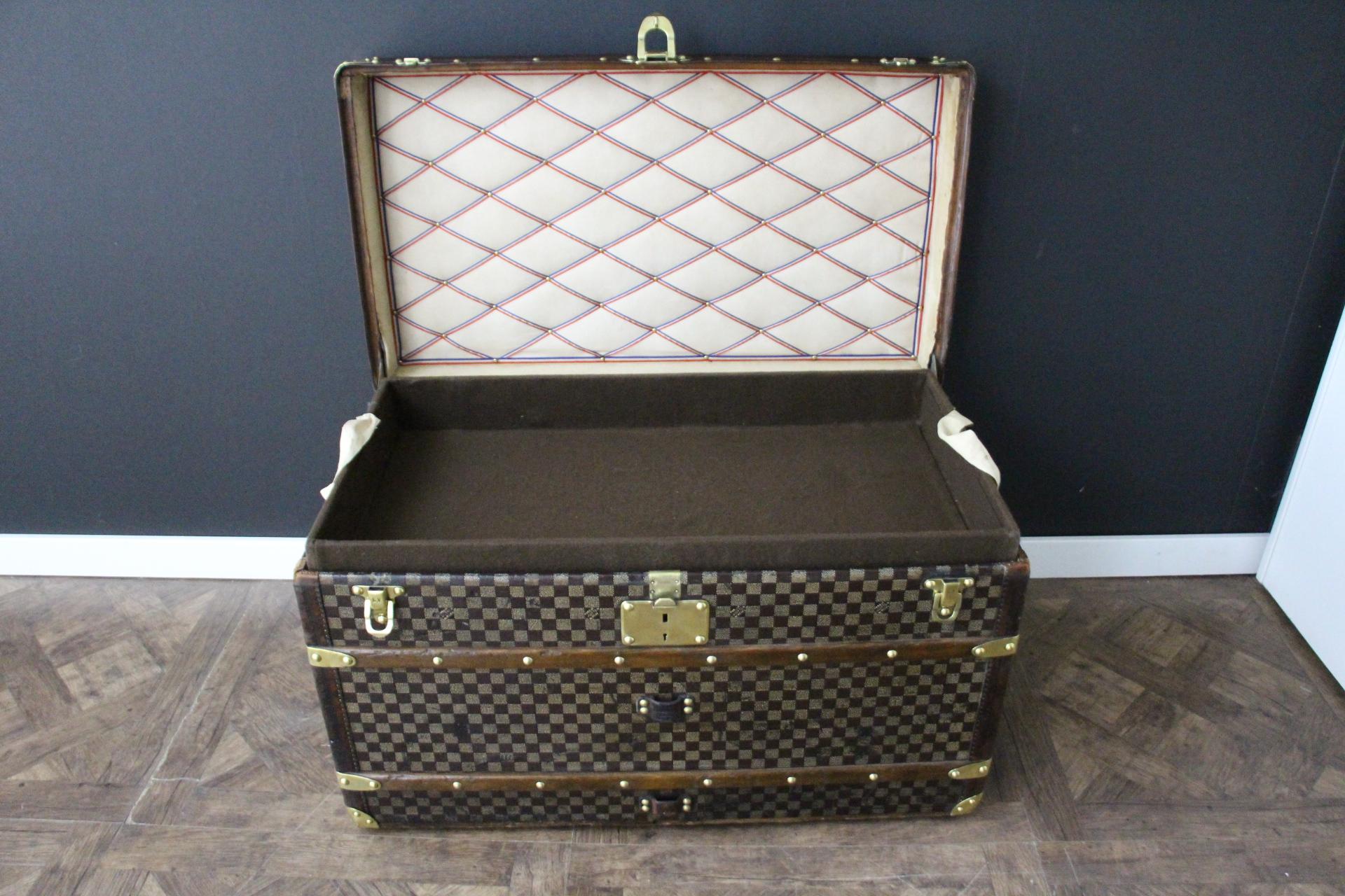 Louis Vuitton Courrier-Truhe aus Damier Canvas in Damier 90 cm, Vuitton Dampfer-Truhe im Angebot 8