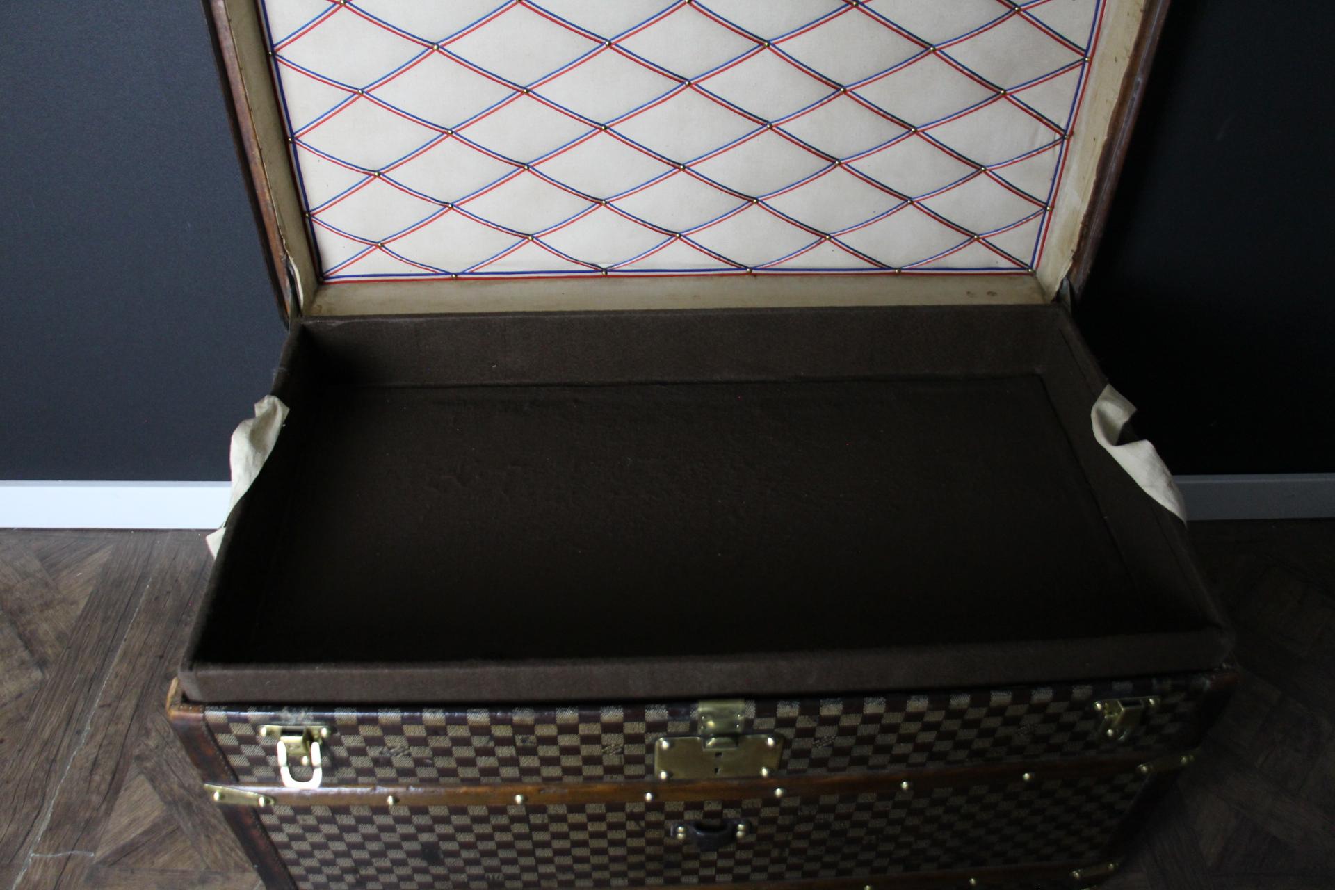 Louis Vuitton Courrier-Truhe aus Damier Canvas in Damier 90 cm, Vuitton Dampfer-Truhe im Angebot 10