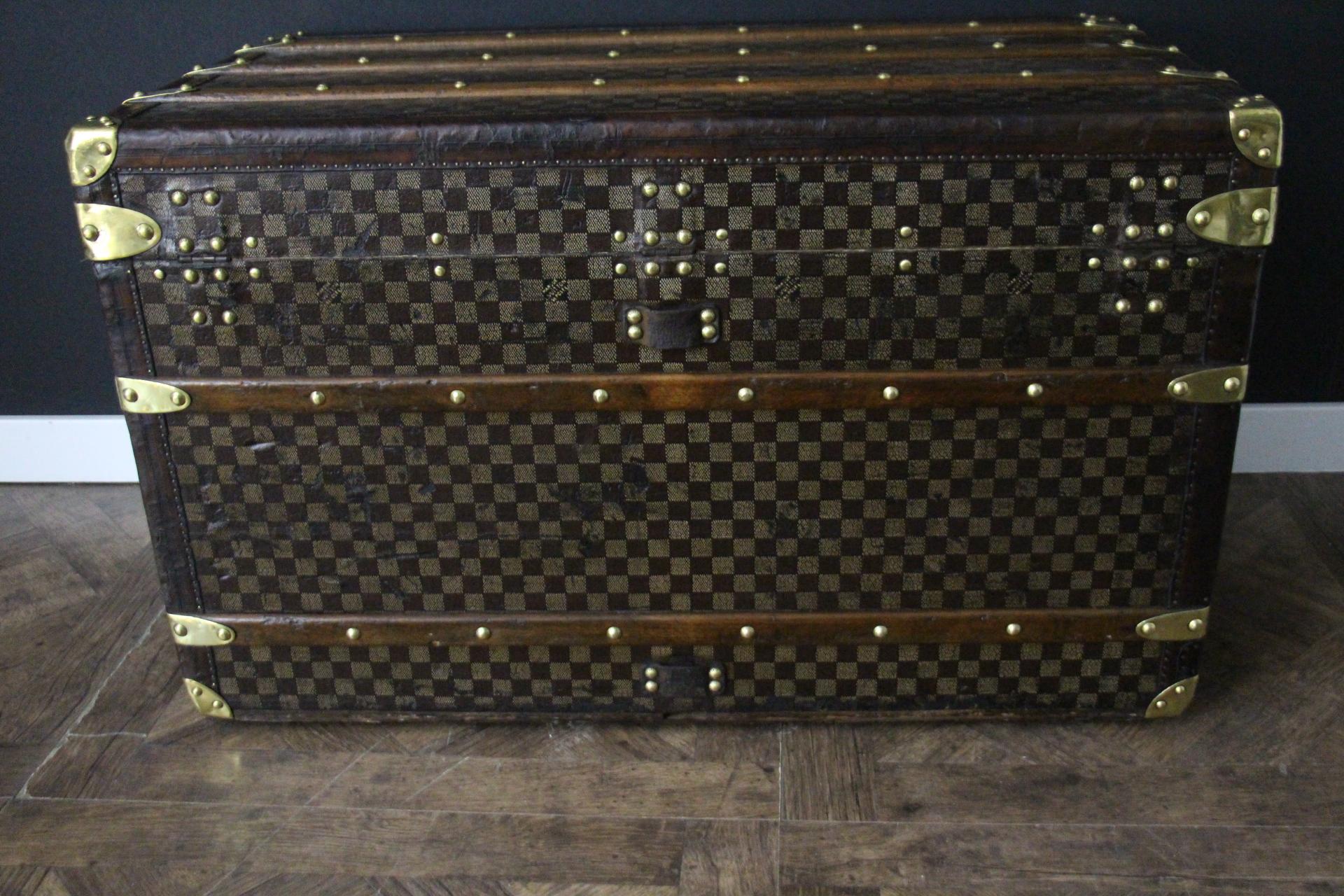 Louis Vuitton Courrier-Truhe aus Damier Canvas in Damier 90 cm, Vuitton Dampfer-Truhe im Angebot 2