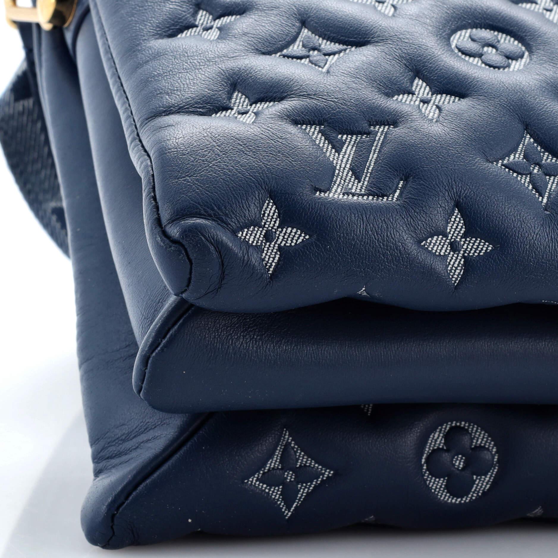 Women's or Men's Louis Vuitton Coussin Bag Denim Printed Monogram Embossed Lambskin PM