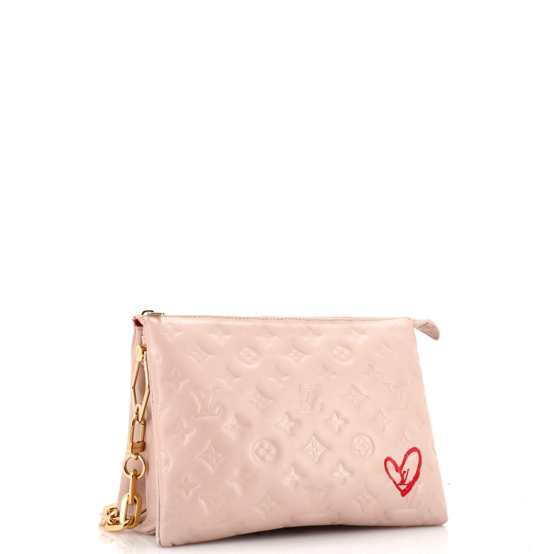 LOUIS VUITTON Heart on Chain Monogram Embossed Crossbody Bag Red - Fin