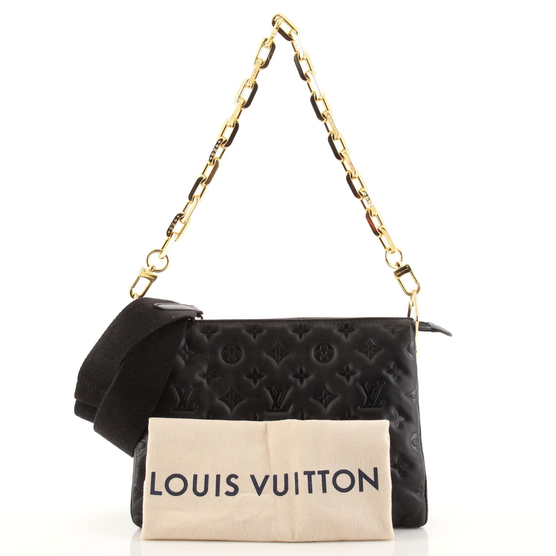 Louis Vuitton Black Monogram Puffy Lambskin Coussin MM For Sale at 1stDibs