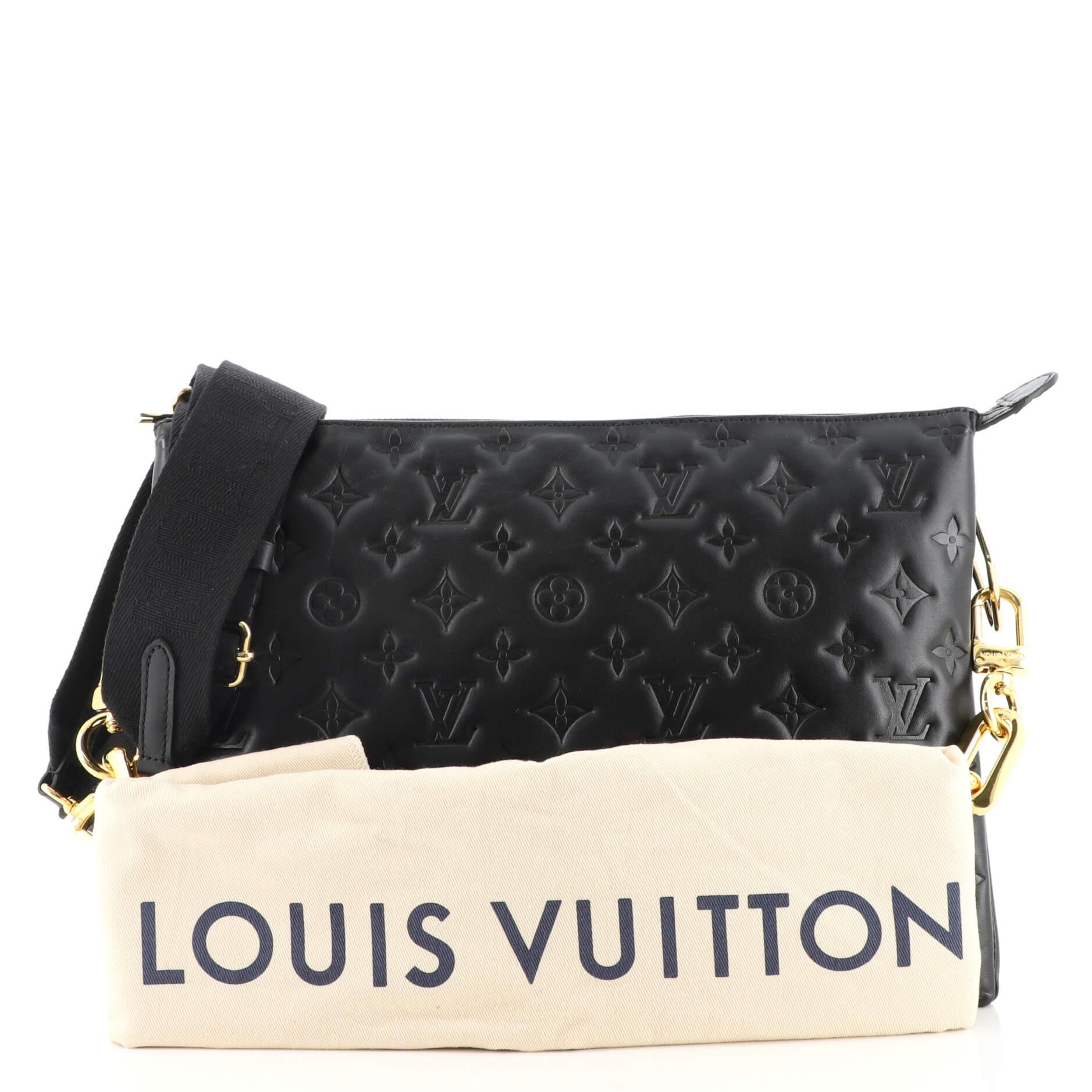 LOUIS VUITTON Lambskin Embossed Monogram Coussin MM Black 1257936