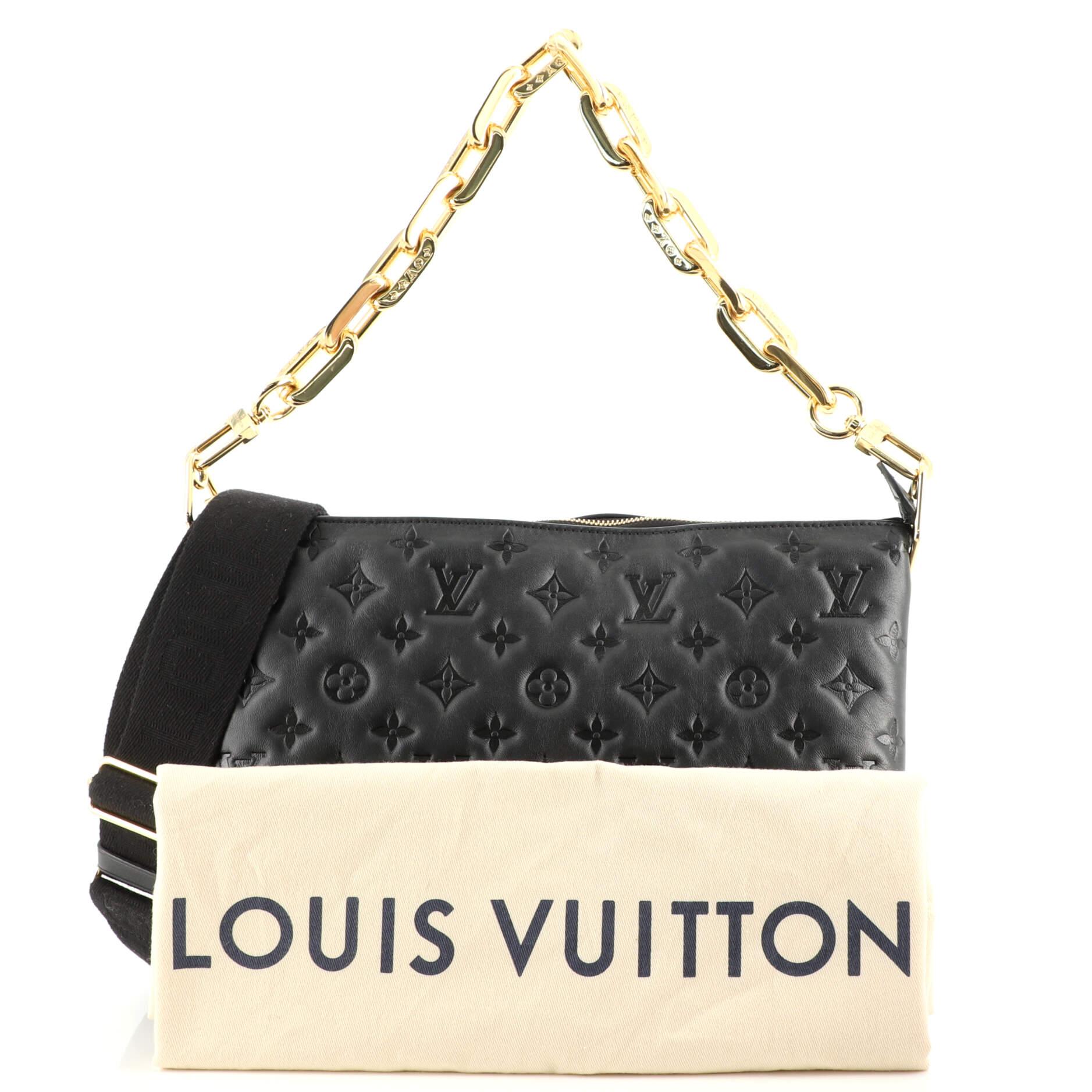 Louis Vuitton Lambskin Embossed Monogram Coussin PM Black – DAC