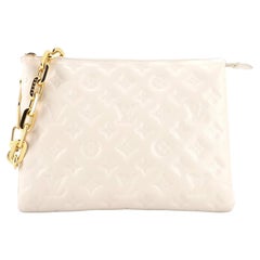 Louis Vuitton Camel Lambskin Leather Embossed Monogram Coussin PM Bag For  Sale at 1stDibs