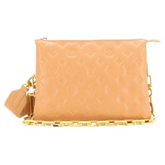 Louis Vuitton Camel Monogram Embossed Puffy Lambskin Coussin PM