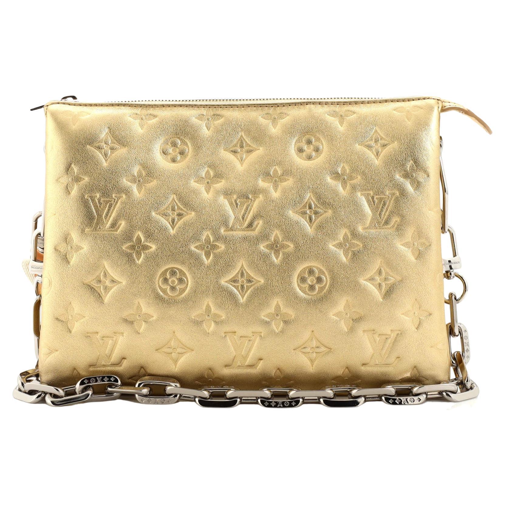 Louis Vuitton COUSSIN PM Handbag Monogram-embossed puffy lambskin  Terracotta Brown M20761