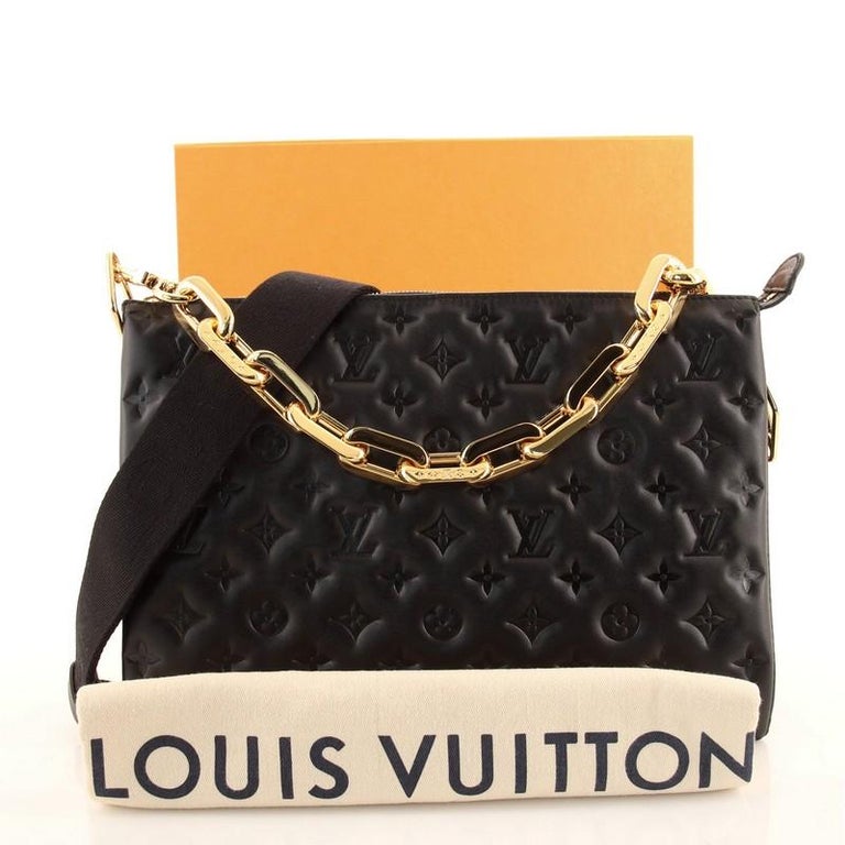 Louis Vuitton Black Monogram Puffy Lambskin Coussin MM