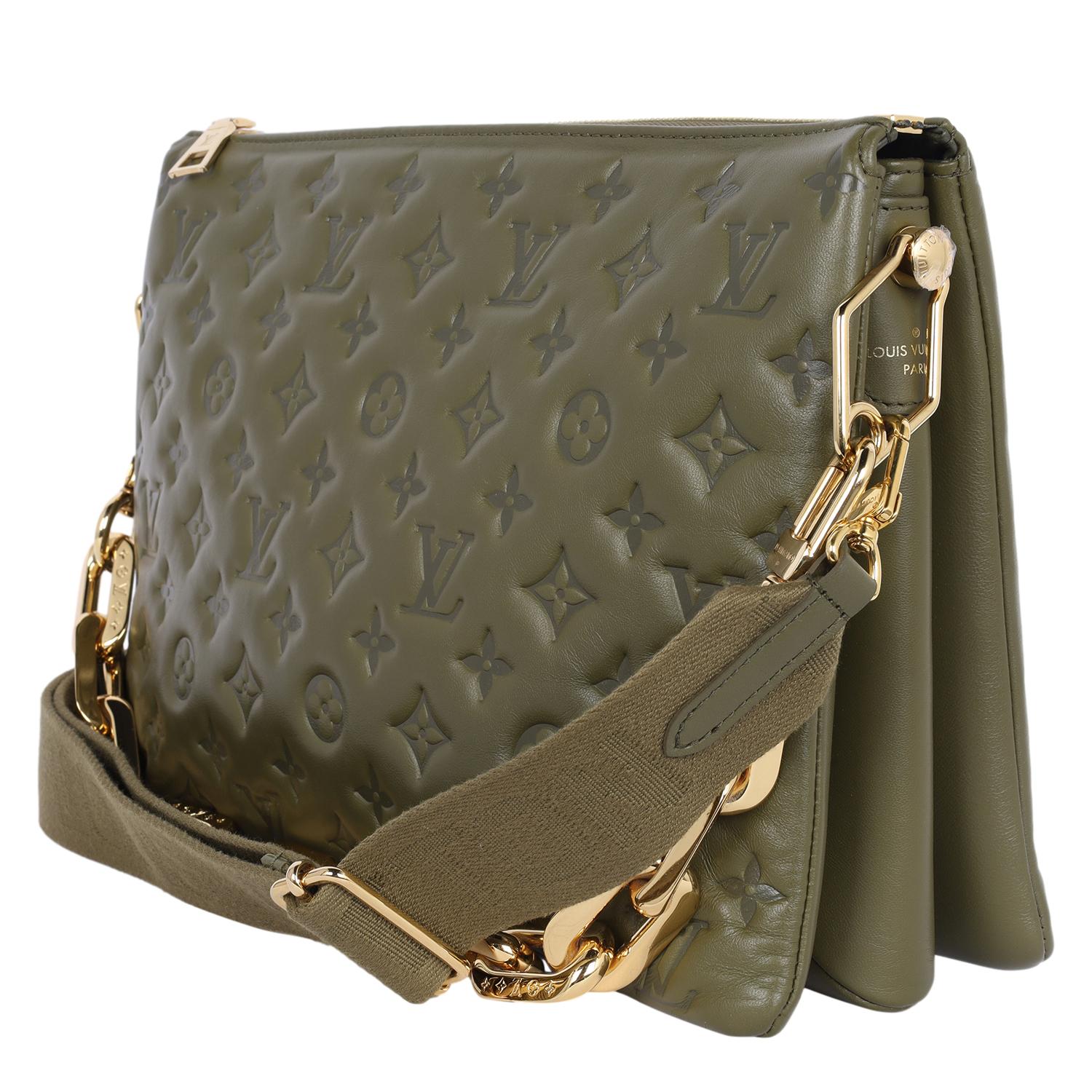 Louis Vuitton Coussin MM Monogram Embossed Khaki Green 1