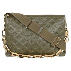 Louis Vuitton Coussin MM Monogram Embossed Khaki Green