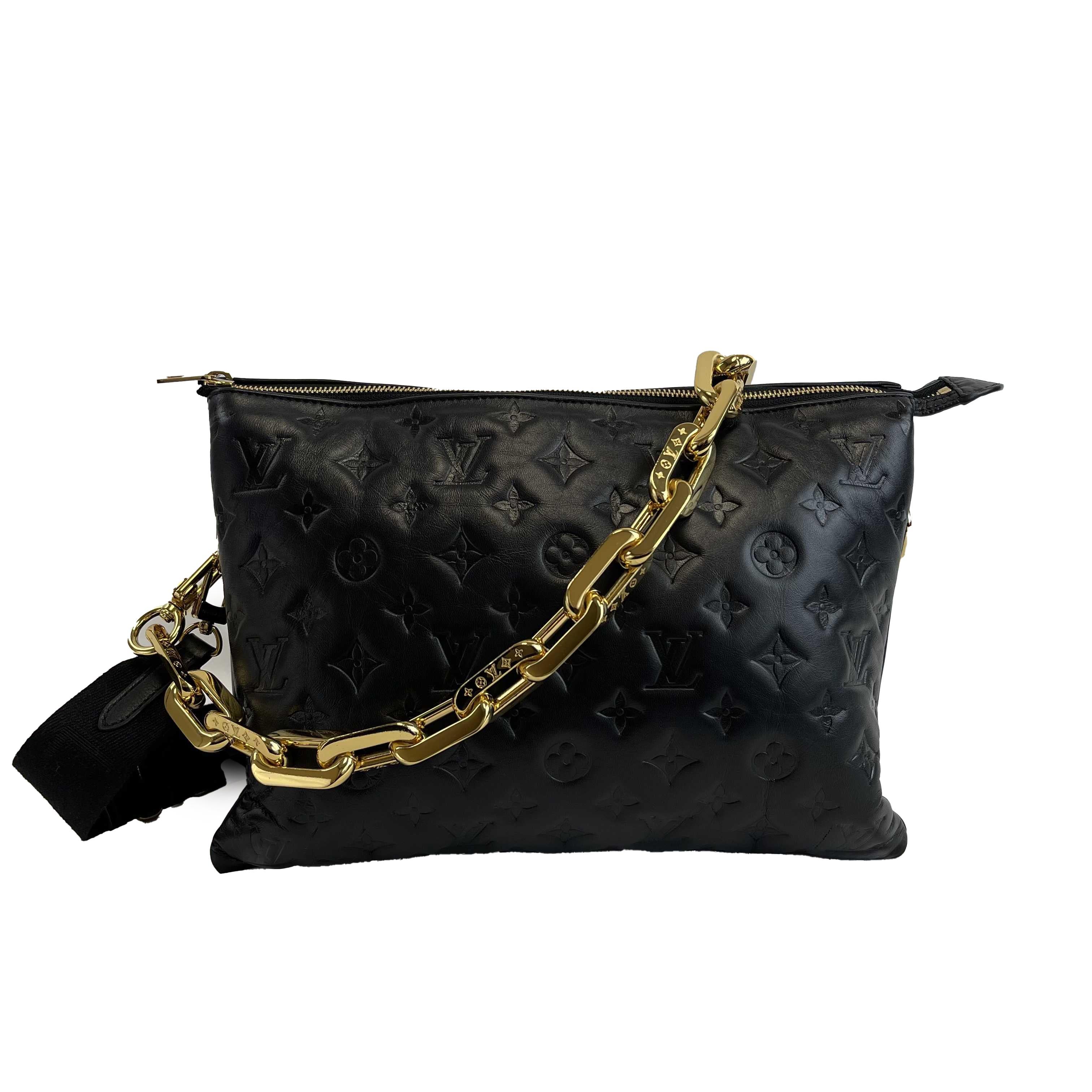 	Louis Vuitton - Coussin MM - Black Leather Shoulder Bag w/ 2 Straps FULL KIT 6