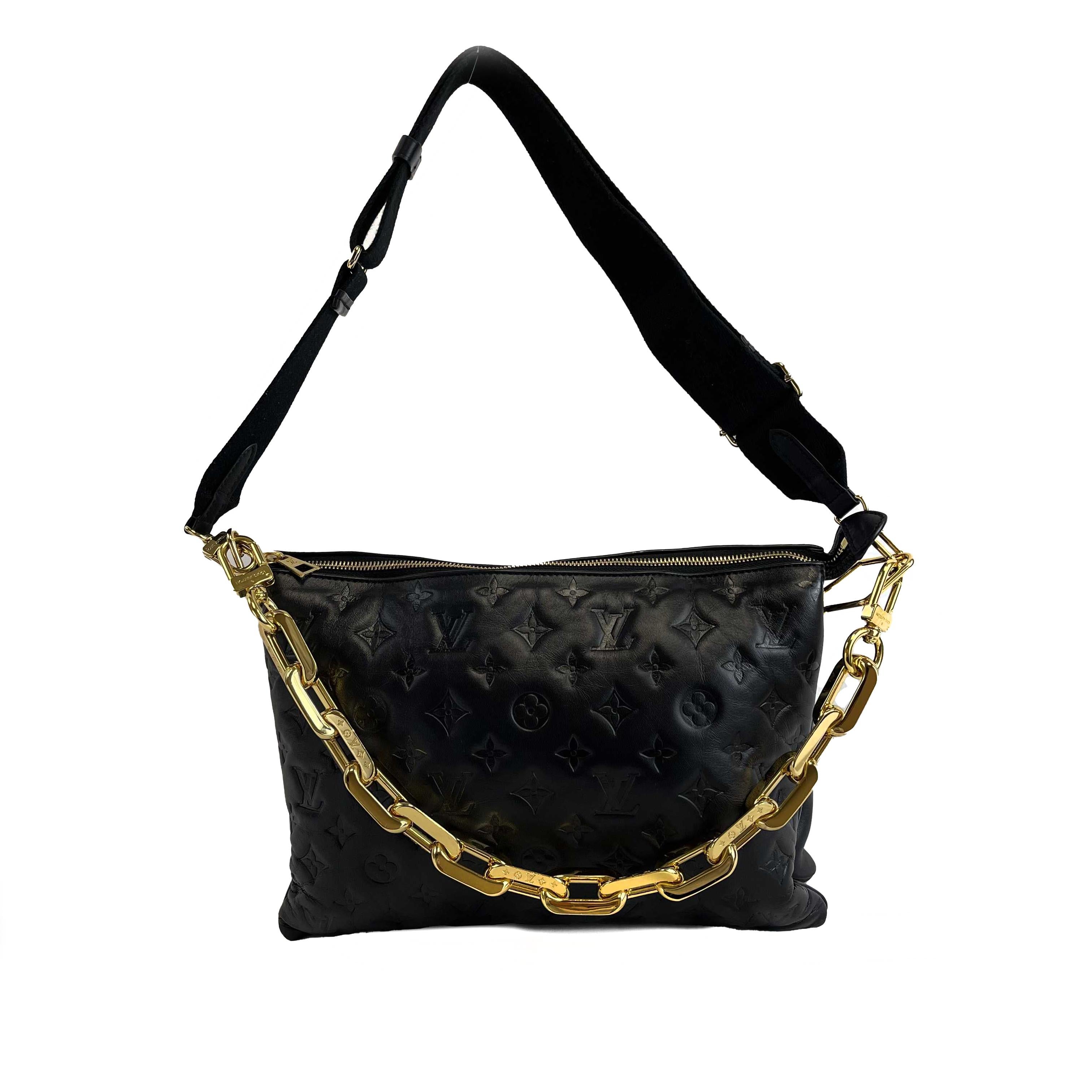 	Louis Vuitton - Coussin MM - Black Leather Shoulder Bag w/ 2 Straps FULL KIT 7