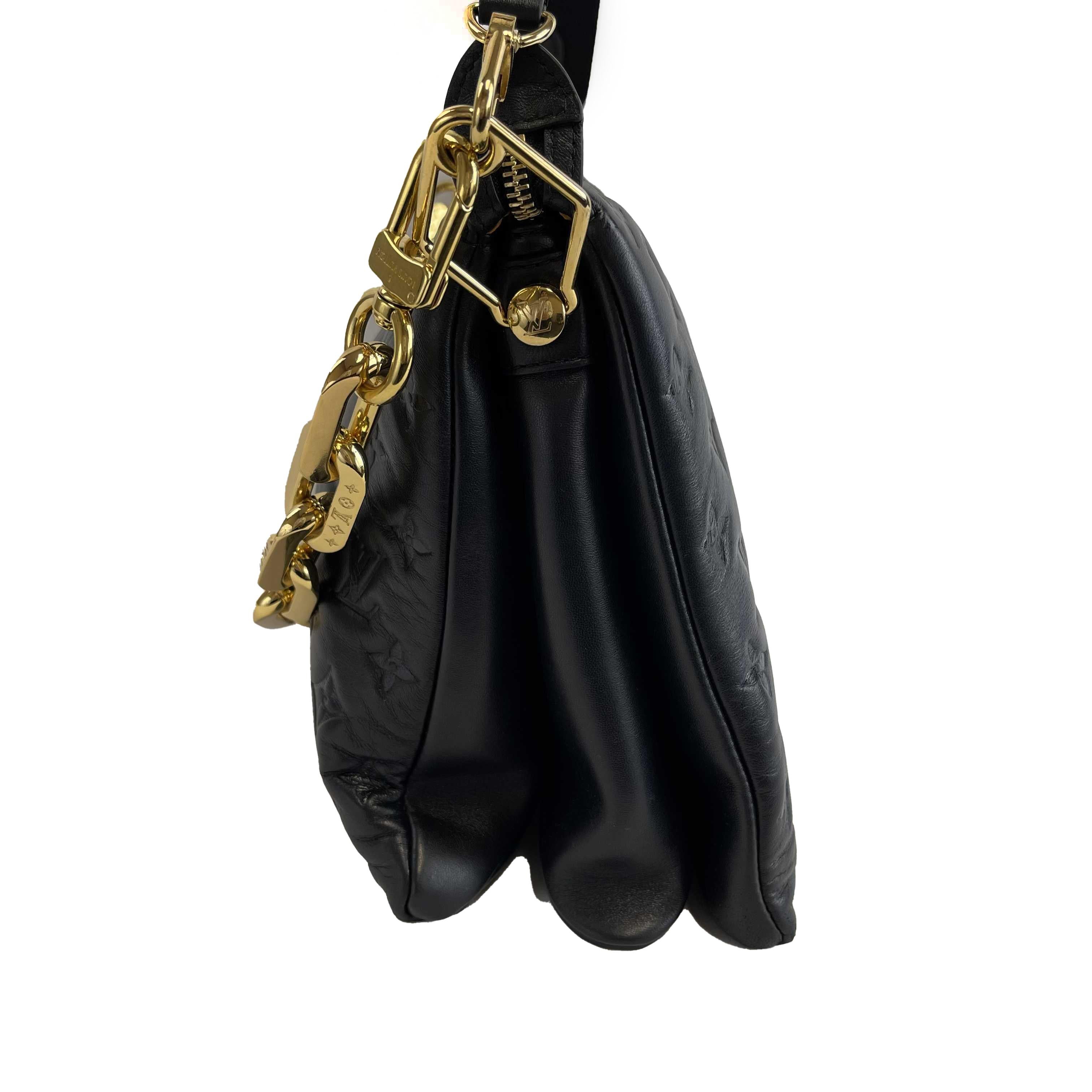 	Louis Vuitton - Coussin MM - Black Leather Shoulder Bag w/ 2 Straps FULL KIT 10