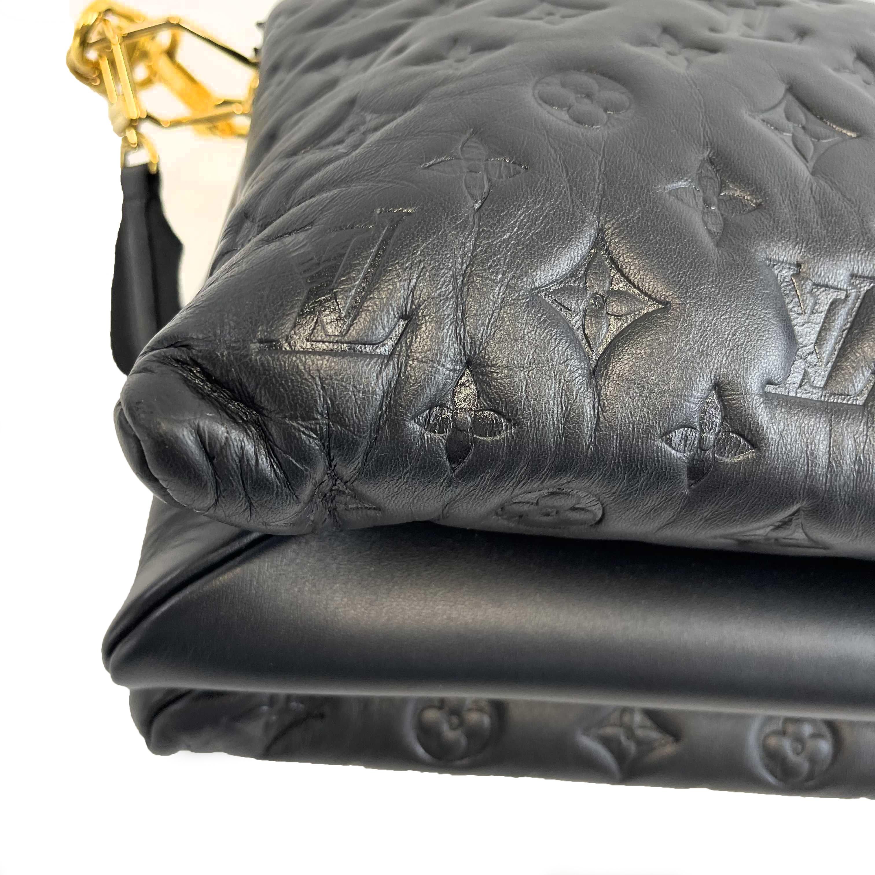 	Louis Vuitton - Coussin MM - Black Leather Shoulder Bag w/ 2 Straps FULL KIT 2