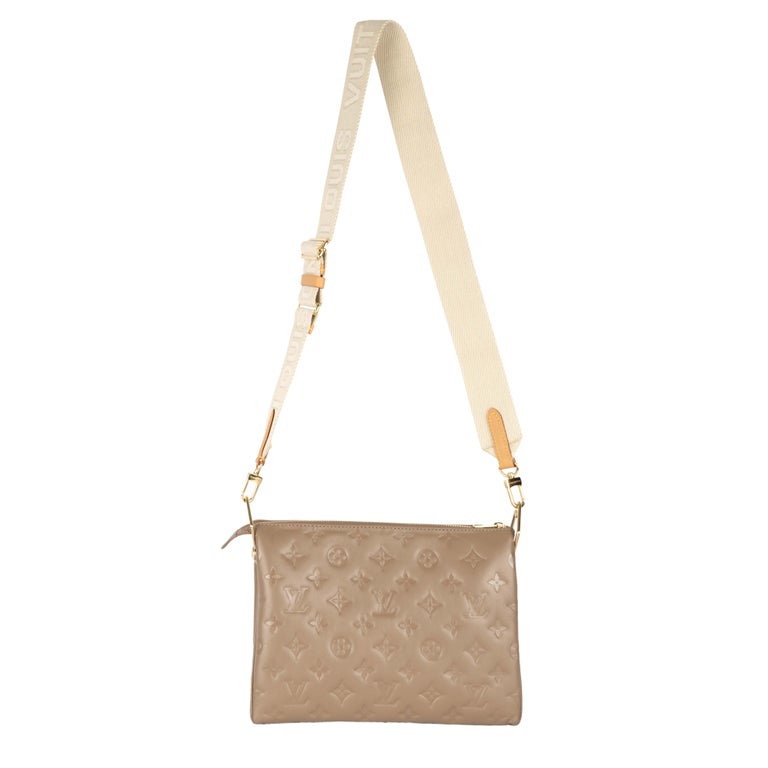 Louis Vuitton Taupe Monogram Embossed Puffy Lambskin Coussin PM For Sale at  1stDibs