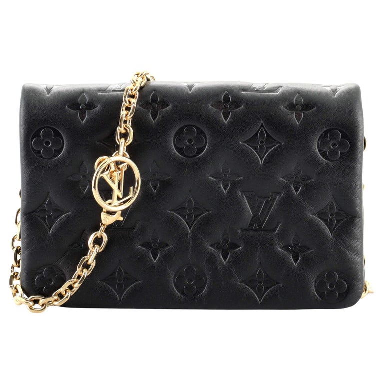 Louis Vuitton Coussin Pochette Black Monogram Embossed Leather Bag
