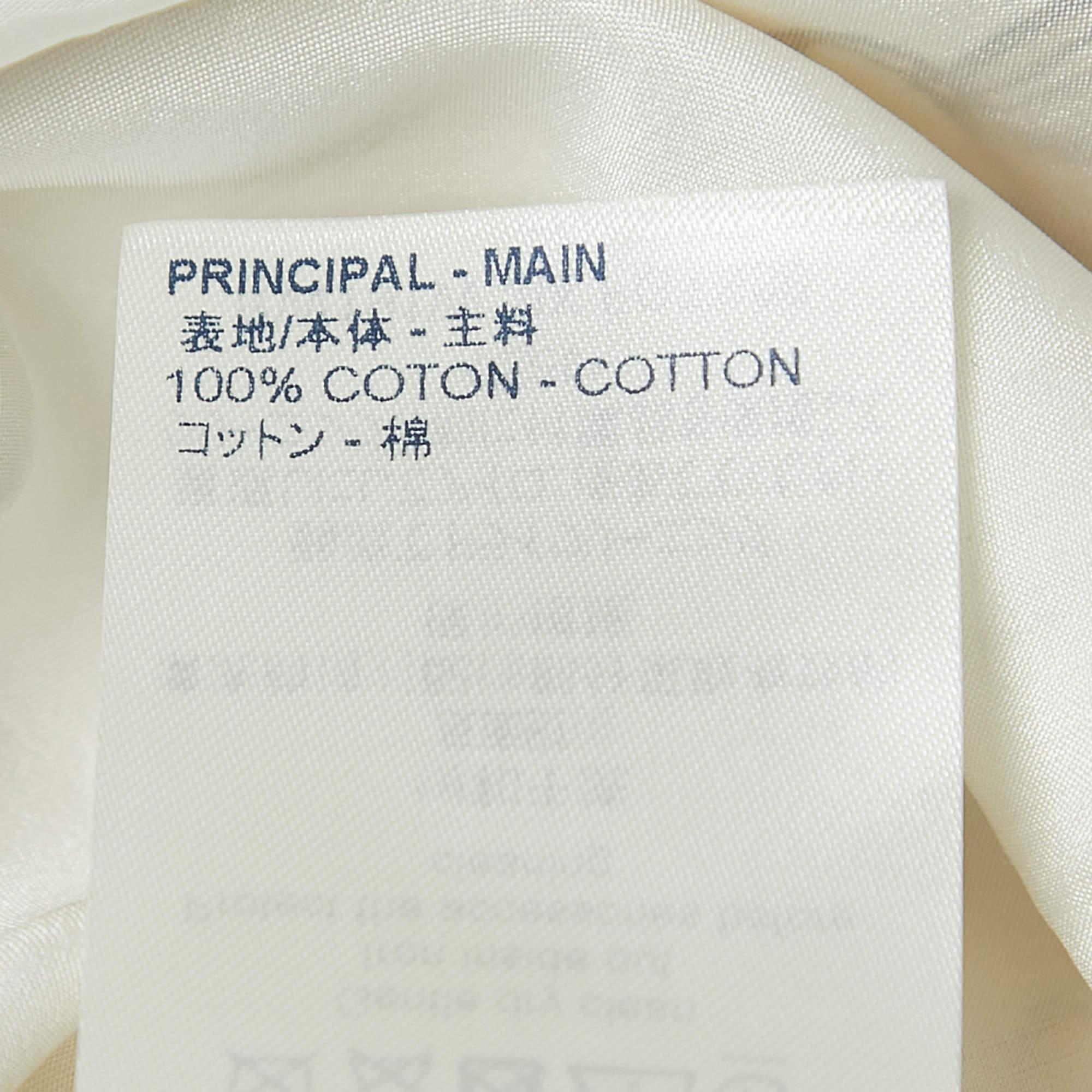 Louis Vuitton Cream All-over Print Silk & Cotton 3 Layered Short Sleeve T-Shirt  In Good Condition In Dubai, Al Qouz 2
