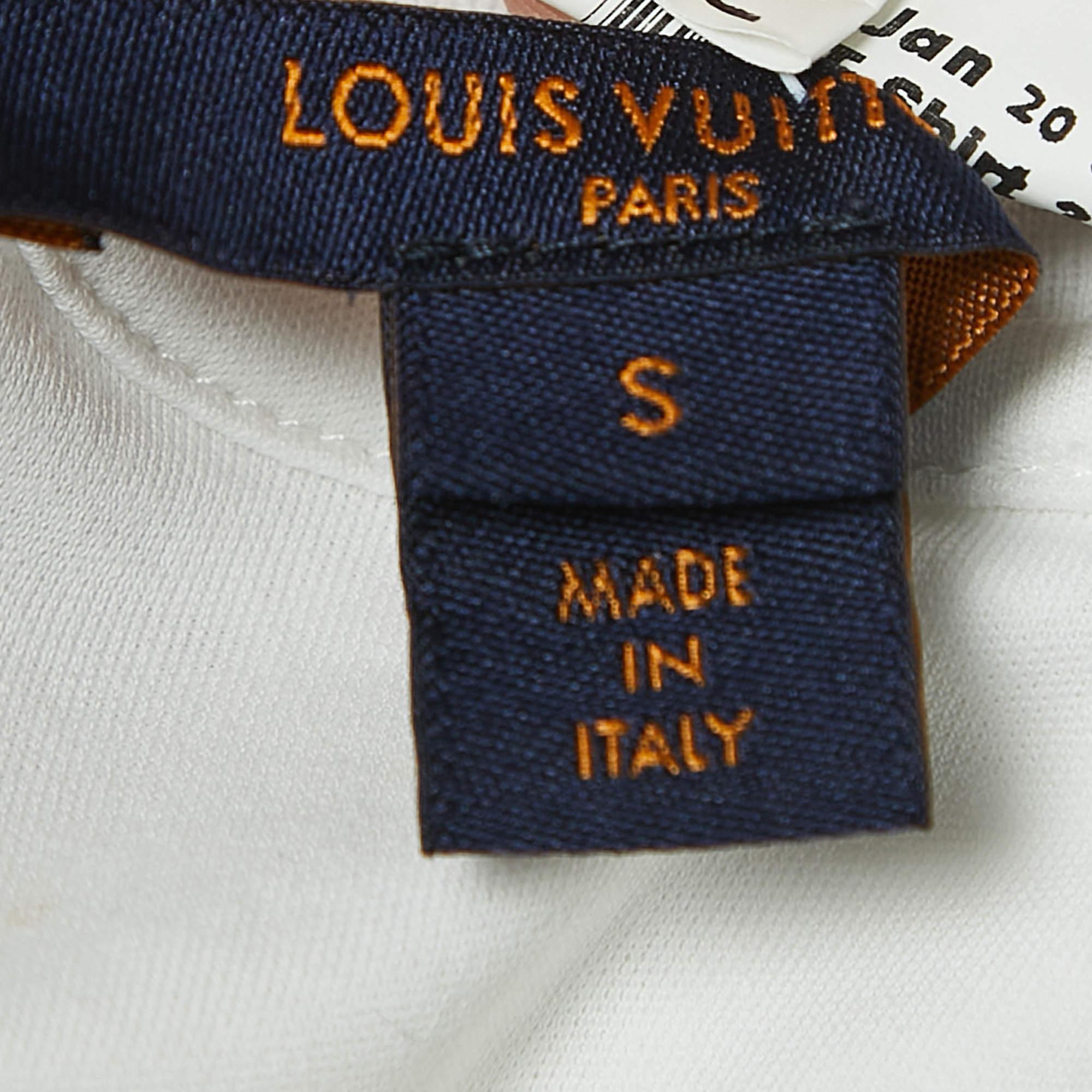 Women's Louis Vuitton Cream All-over Print Silk & Cotton 3 Layered Short Sleeve T-Shirt 