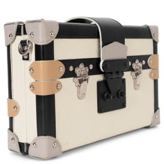 LOUIS VUITTON cream & black leather PETITE MALLE TRUNK Crossbody Bag