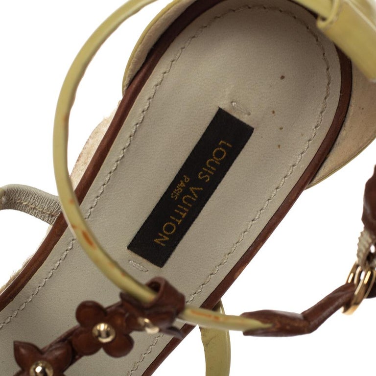 Louis Vuitton Monogram Canvas and Gold Leather Open-Toe Espadrille Wedge  Sandals Size 9/39.5 - Yoogi's Closet