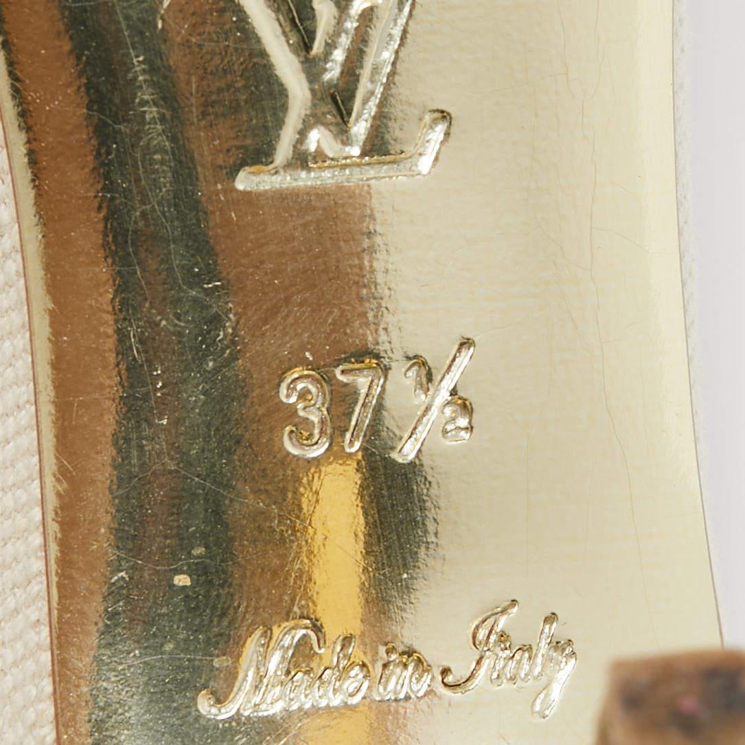 Louis Vuitton Creme Canvas Love Bow Slide Sandalen Größe 37,5 im Angebot 1