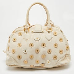 Louis Vuitton Cream Canvas Polka Dot Panama Bowly Bag