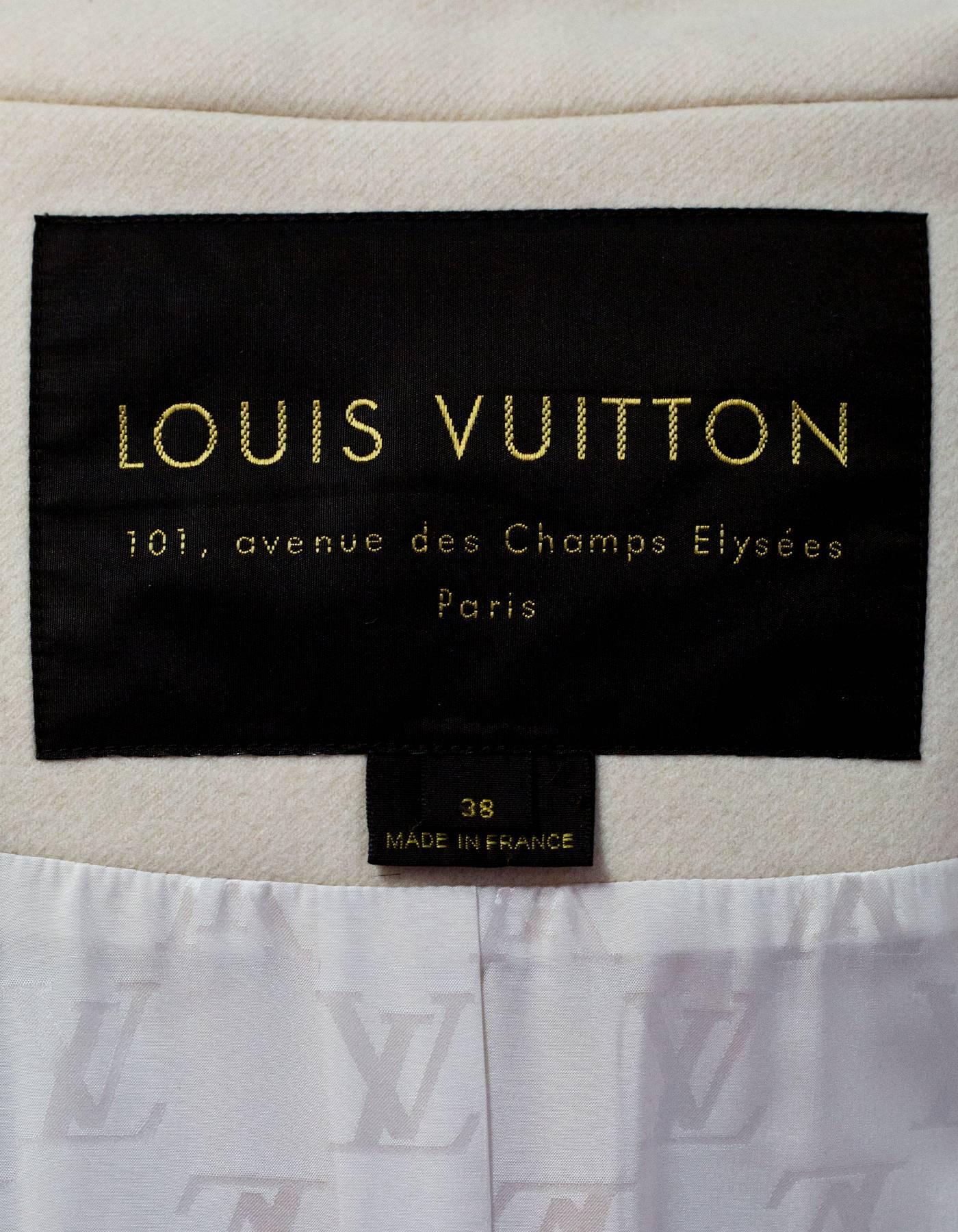 Beige Louis Vuitton Cream Cashmere Coat Sz FR38