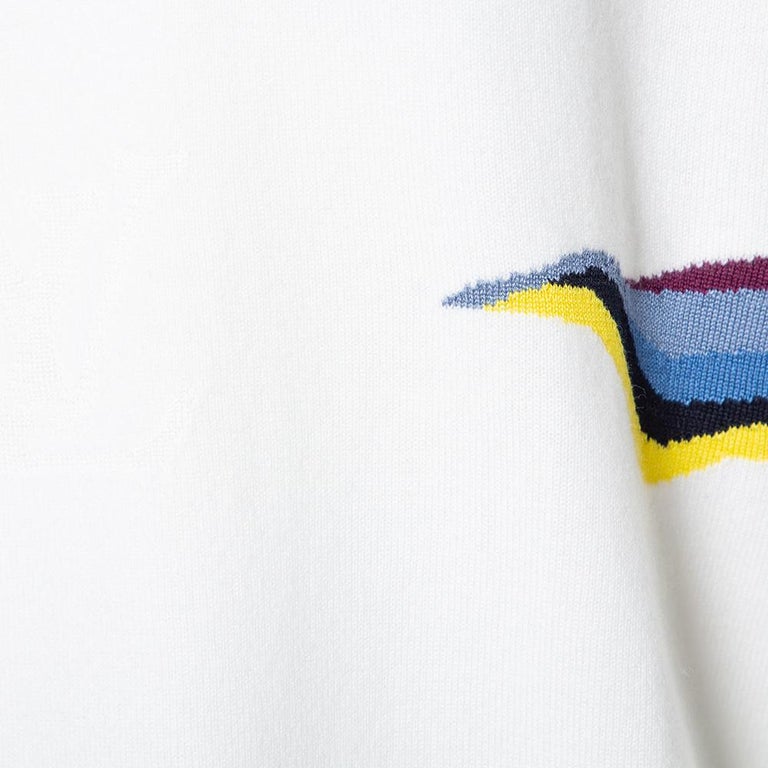 Louis Vuitton Men's Cream Cashmere Cotton LV Rainbow Intarsia T