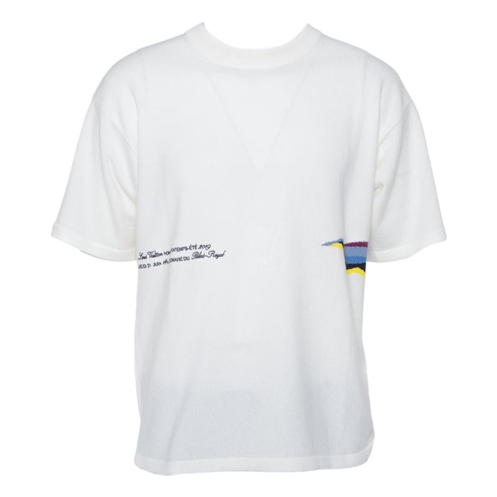 Louis Vuitton Cream Cashmere Plain Rainbow Crewneck T Shirt M