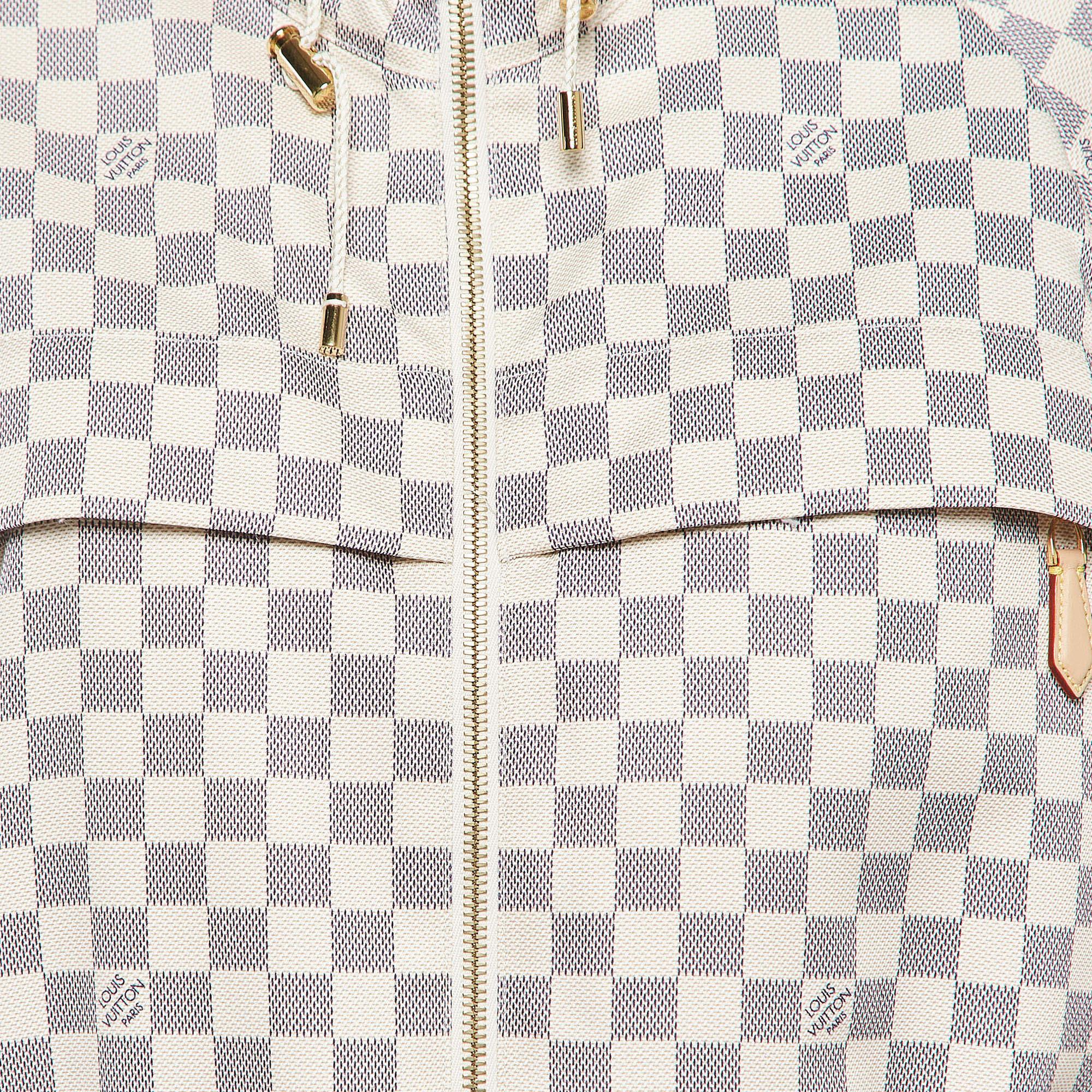 Louis Vuitton Parka à capuche en nylon crème damier Azur S en vente 1