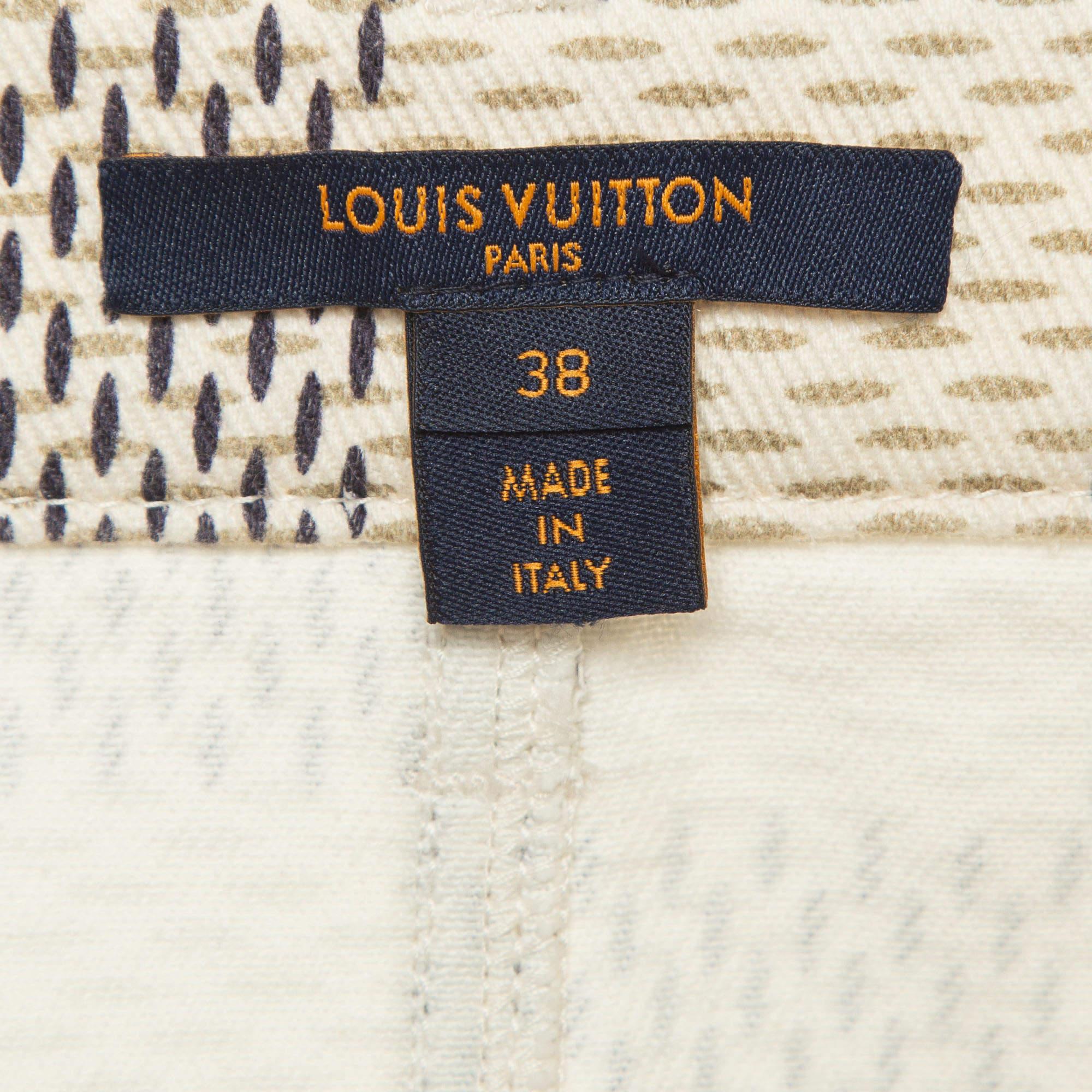 Louis Vuitton Cream Damier Azur Print Denim Mini Skirt M In Excellent Condition In Dubai, Al Qouz 2