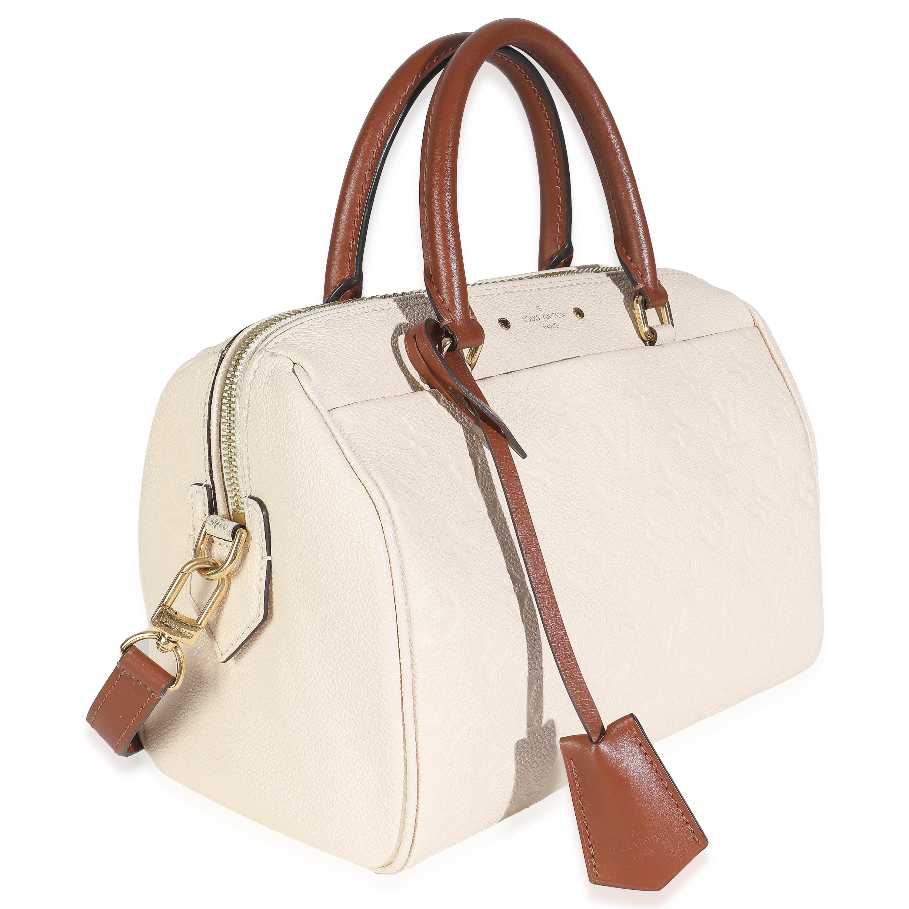 Beige Louis Vuitton Crema Empreinte Caramello Pelle di vitello Speedy Bandouliere 25 NM in vendita