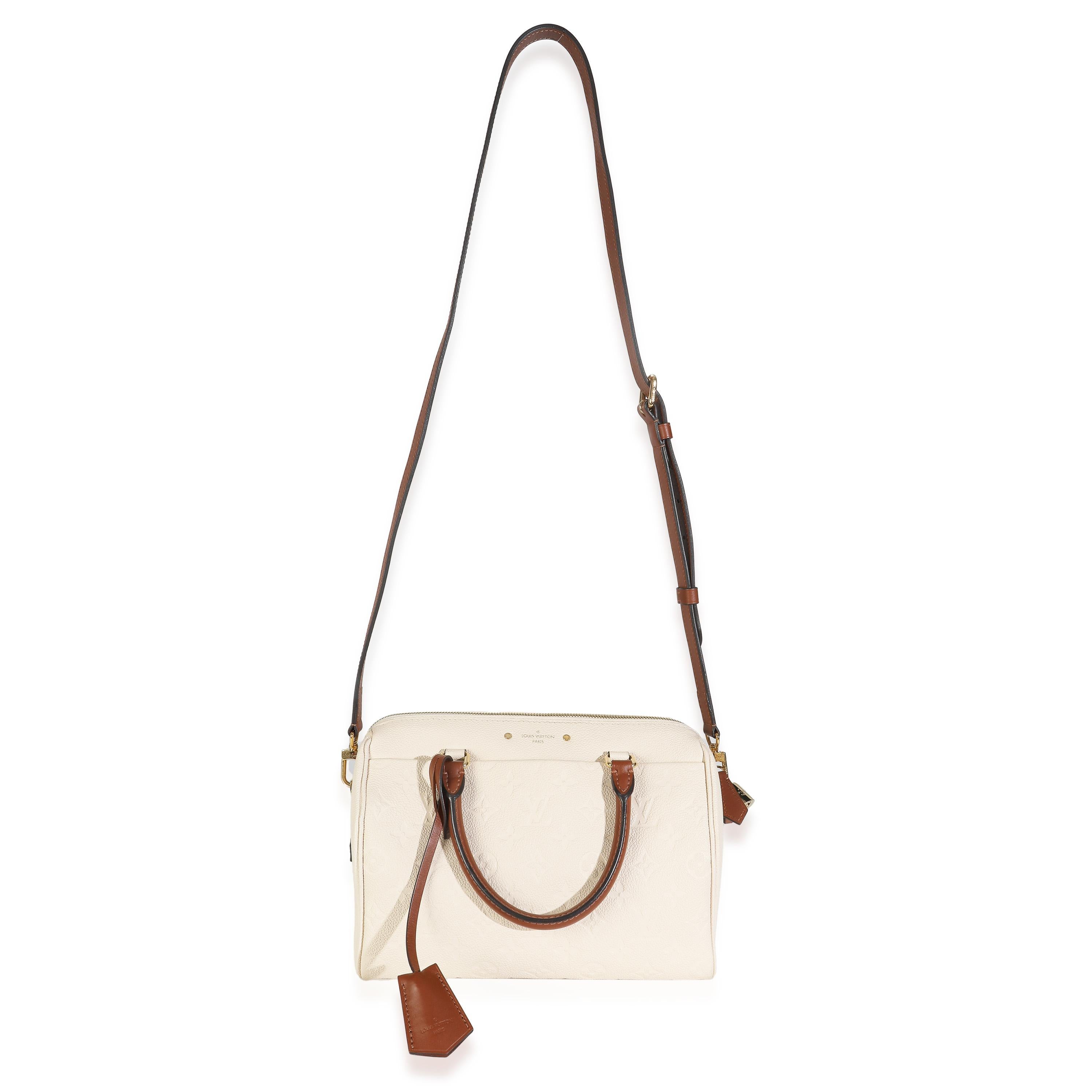 Louis Vuitton Crema Empreinte Caramello Pelle di vitello Speedy Bandouliere 25 NM in vendita 1