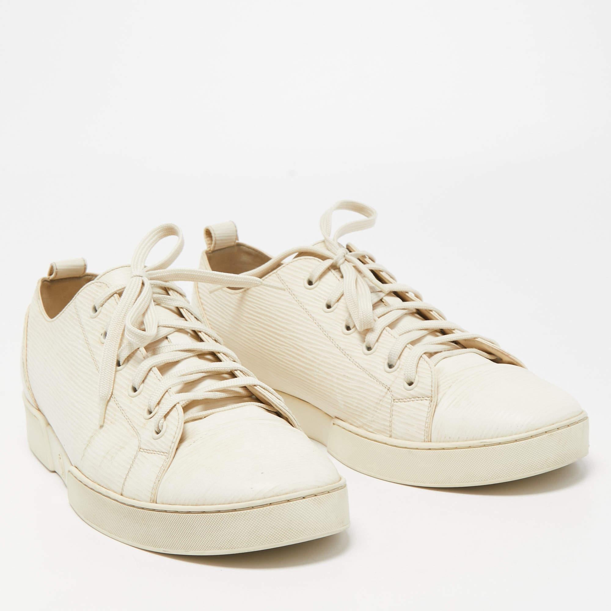 Beige Louis Vuitton Cream Epi Leather Match Up Sneakers Size 43