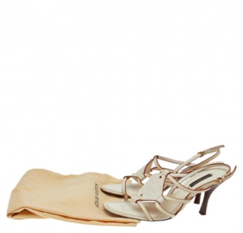 Louis Vuitton - Sandales à lanières à la cheville en cuir crème, taille 36,5 2