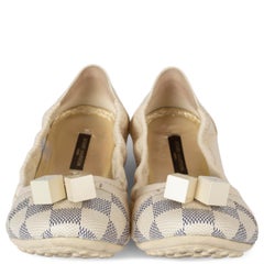 LOUIS VUITTON cream leather LOVELY DAMIER AZUR Ballet Flats Shoes 37