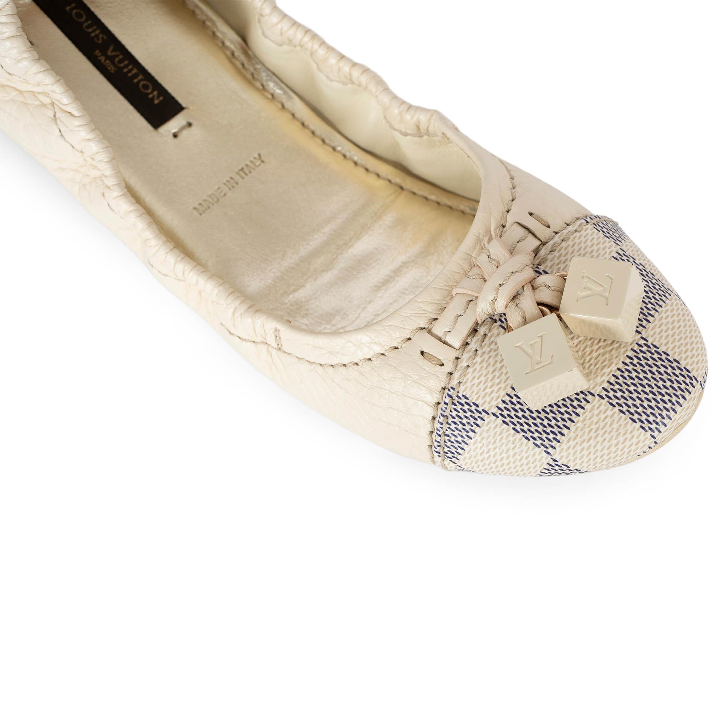Chaussures de ballet LOVELY DAMIER AZUR LOUIS VUITTON en cuir crème 37 en vente 1