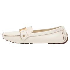 Louis Vuitton Cream Leather Monte Carlo Loafers Size 38.5