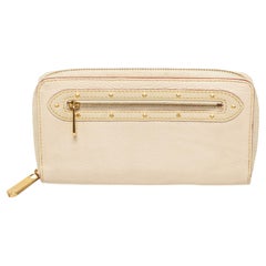 Louis Vuitton Cremefarbene Leder-Brieftasche mit Reißverschluss