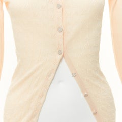 LOUIS VUITTON cream LV monogram ribbed knit button down shirt M