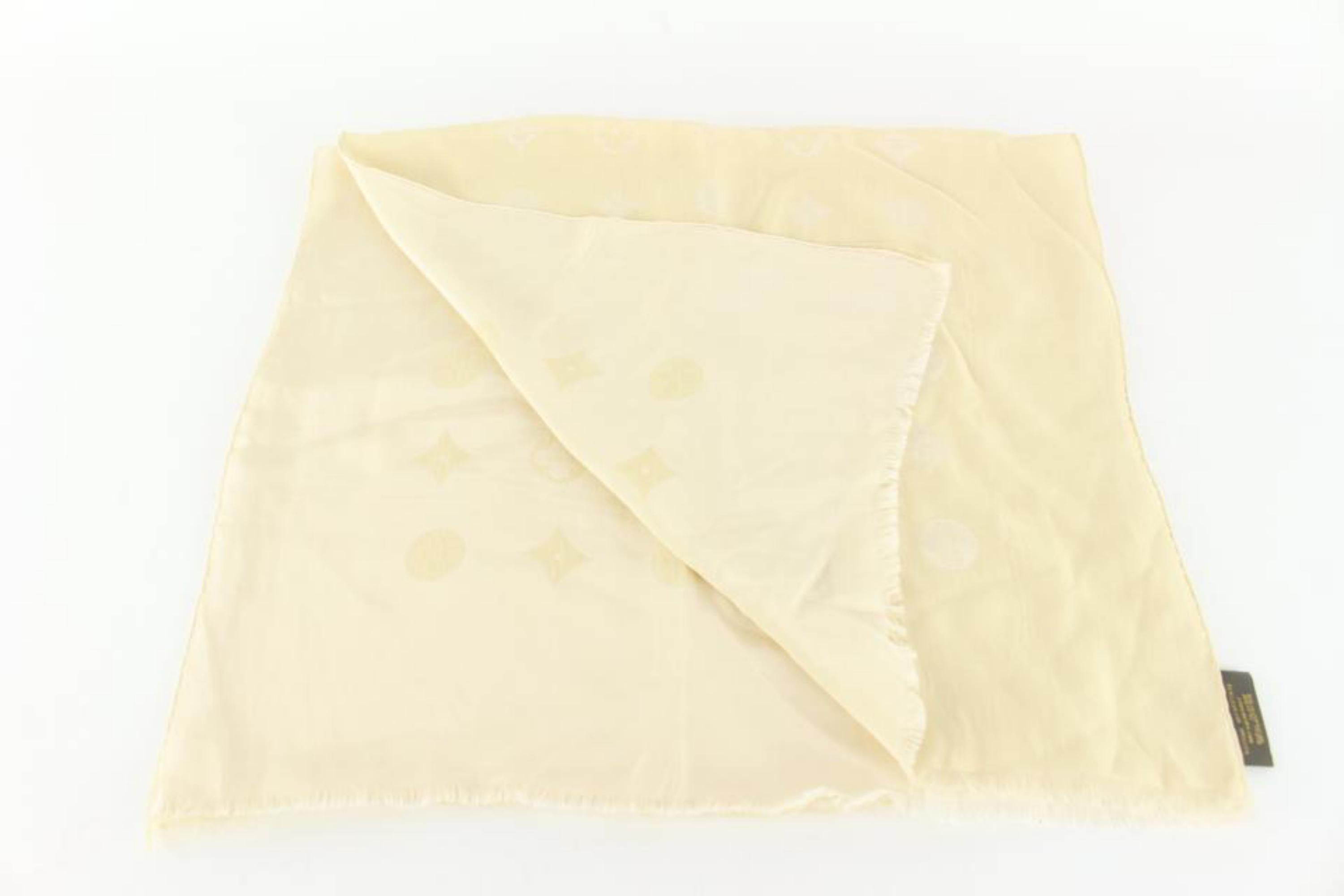 Louis Vuitton Cream LV Monogram Silk Blend Scarf 33lk510s 5