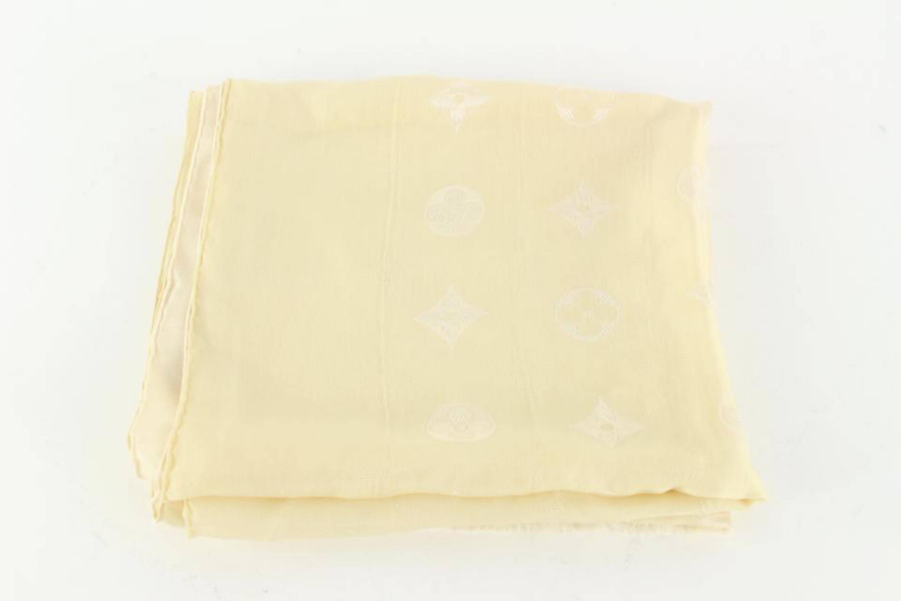 Louis Vuitton Cream LV Monogram Silk Blend Scarf 33lk510s 6