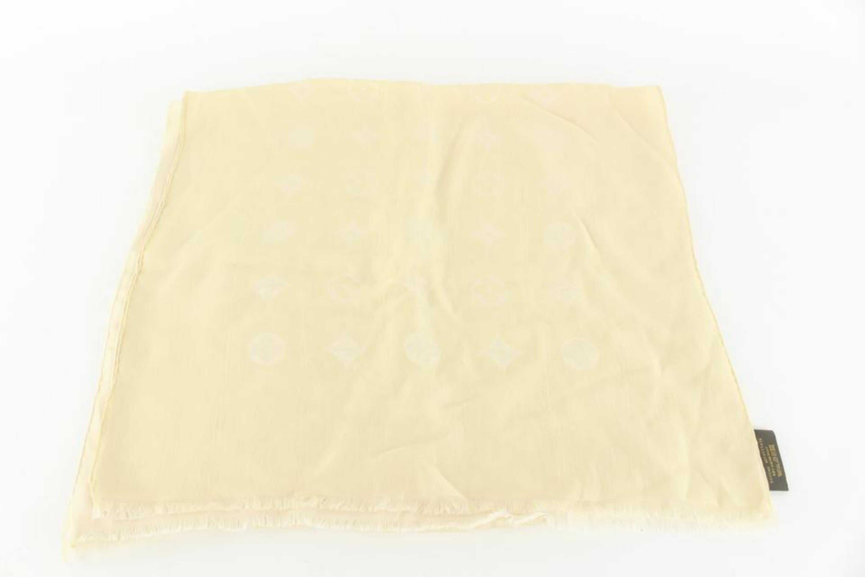 Louis Vuitton Cream LV Monogram Silk Blend Scarf 33lk510s 4