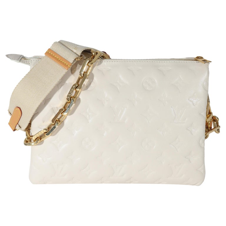 Louis Vuitton Cream Puffy Monogram Lambskin Coussin PM Handbag