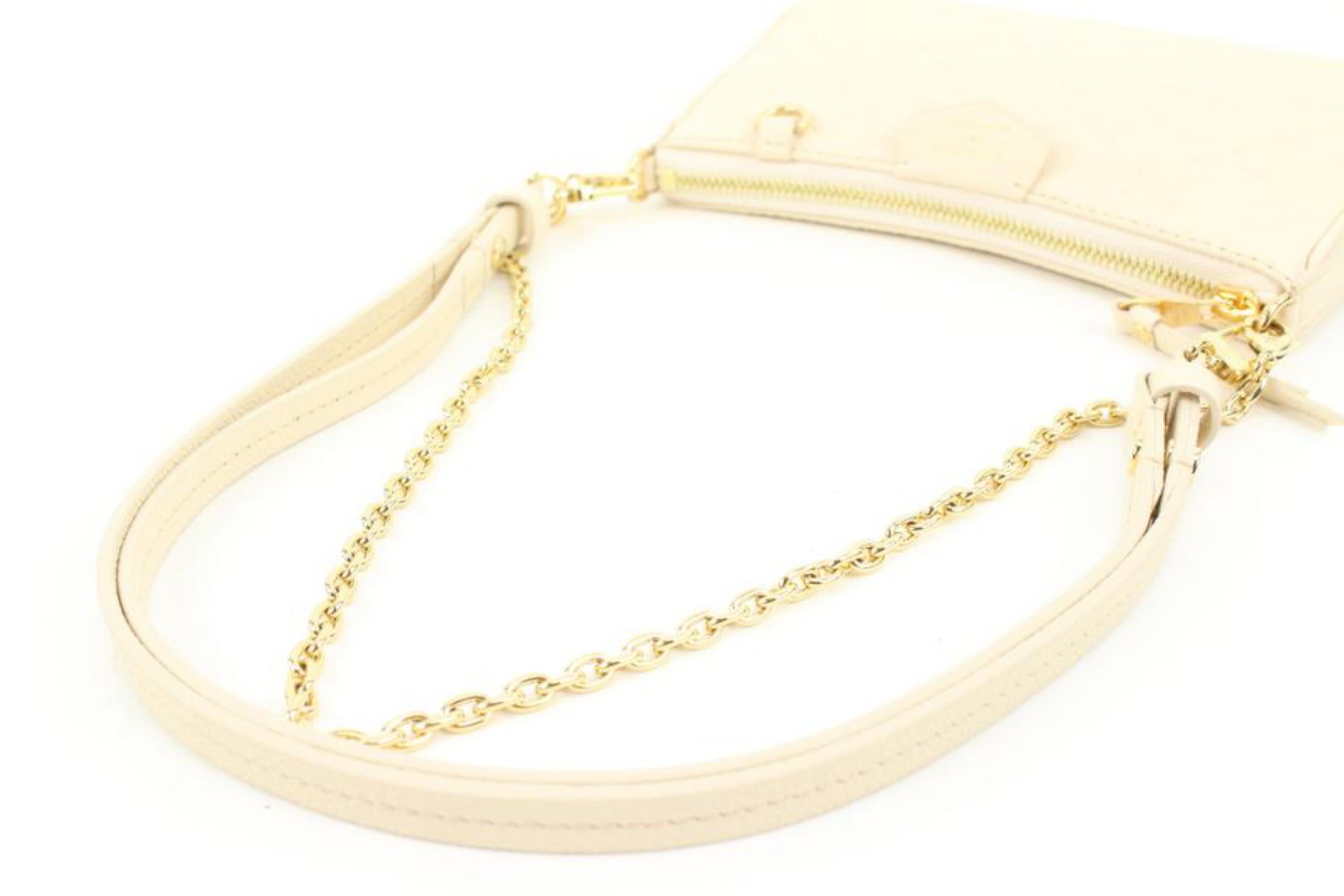 White Louis Vuitton Cream Monogram Leather Empreinte Easy Pouch on Strap Crossbody 