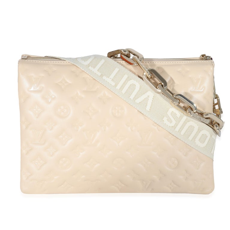 Louis Vuitton Cream Monogram Puffy Lambskin Coussin MM For Sale at 1stDibs