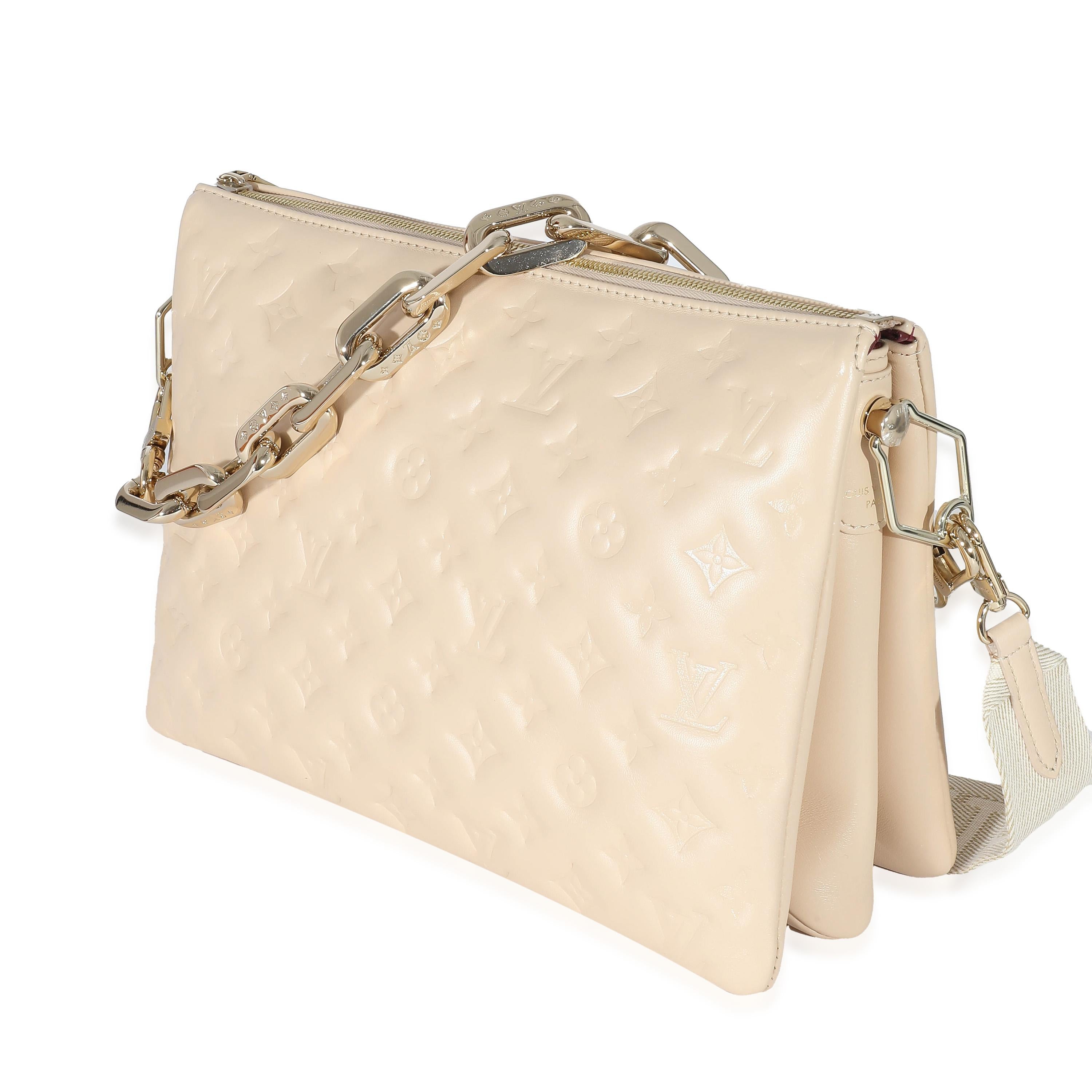 White Louis Vuitton Cream Monogram Puffy Lambskin Coussin MM