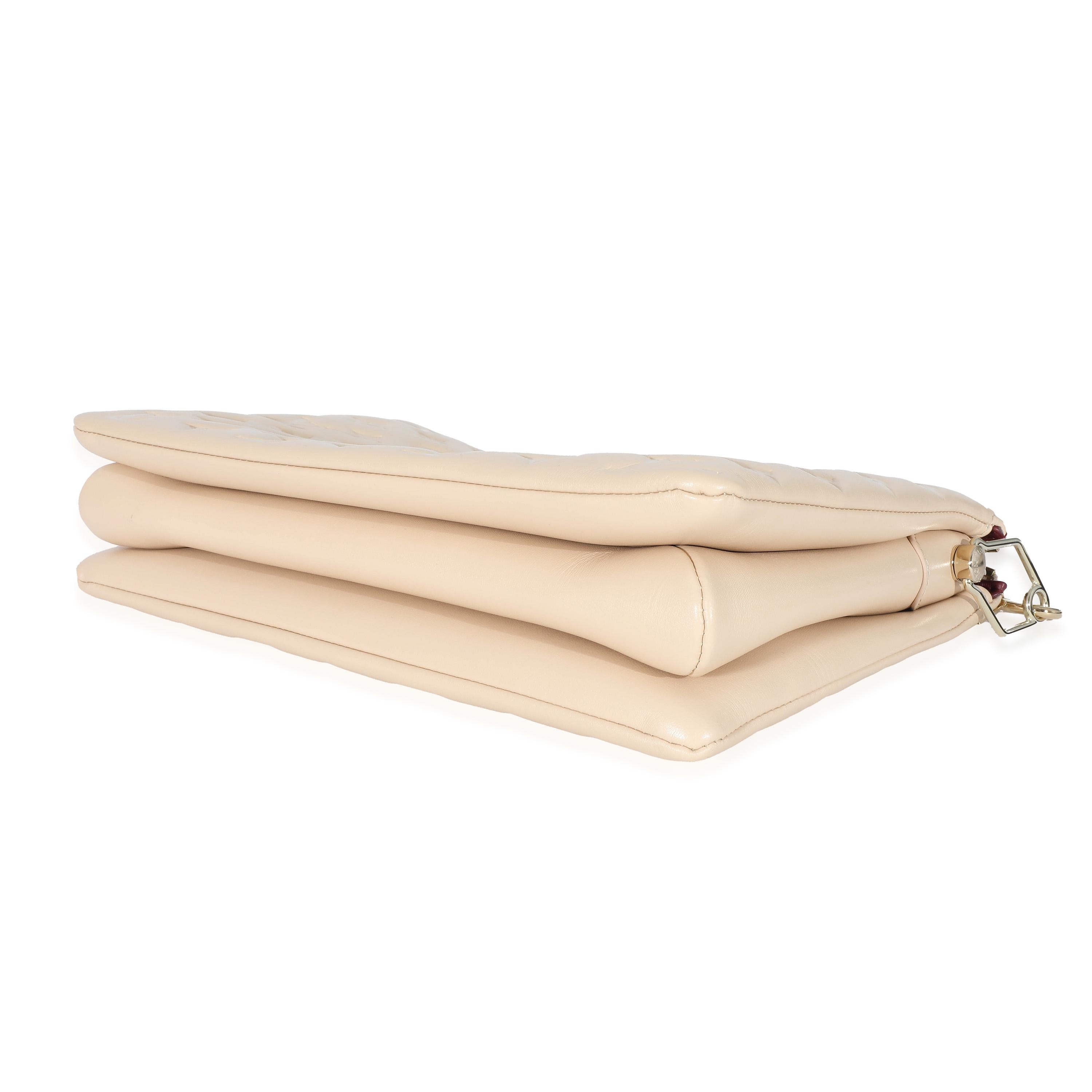 Women's Louis Vuitton Cream Monogram Puffy Lambskin Coussin MM