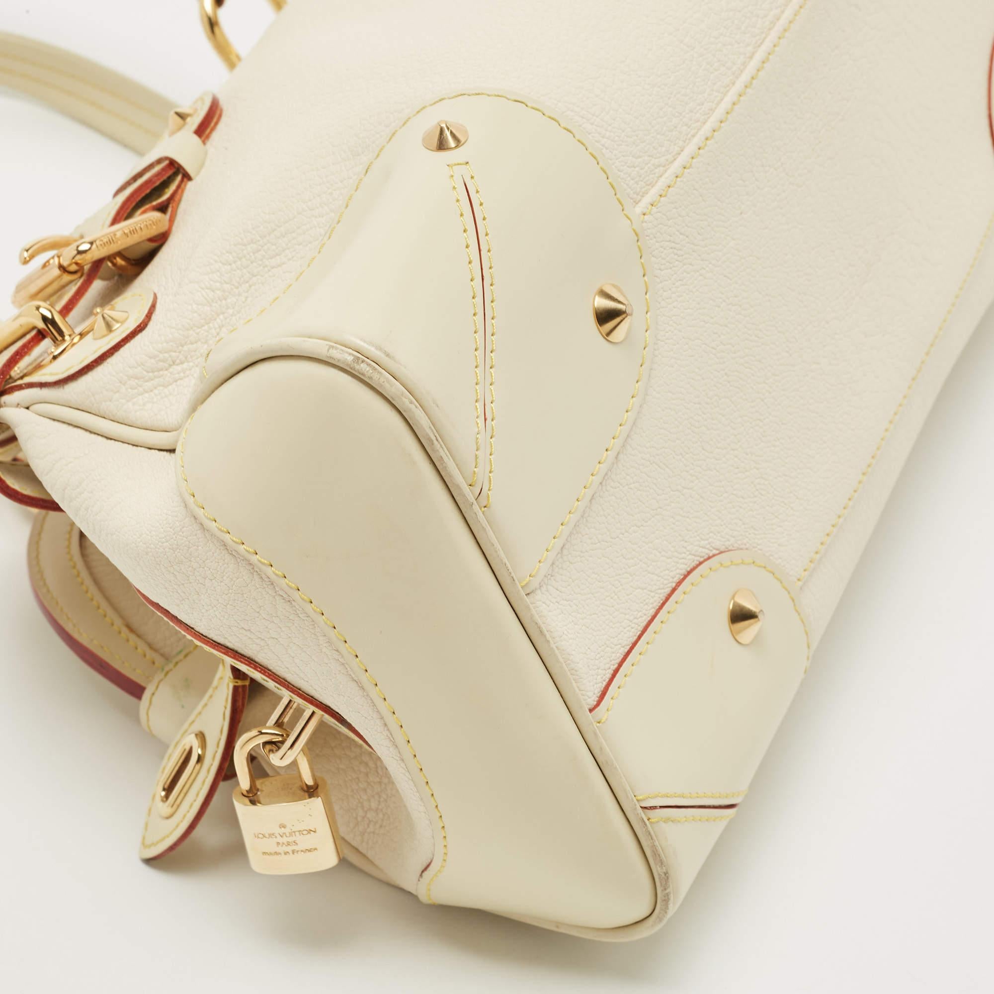 Louis Vuitton Cream/Off White Suhali Leather Le Radieux Bag For Sale 4